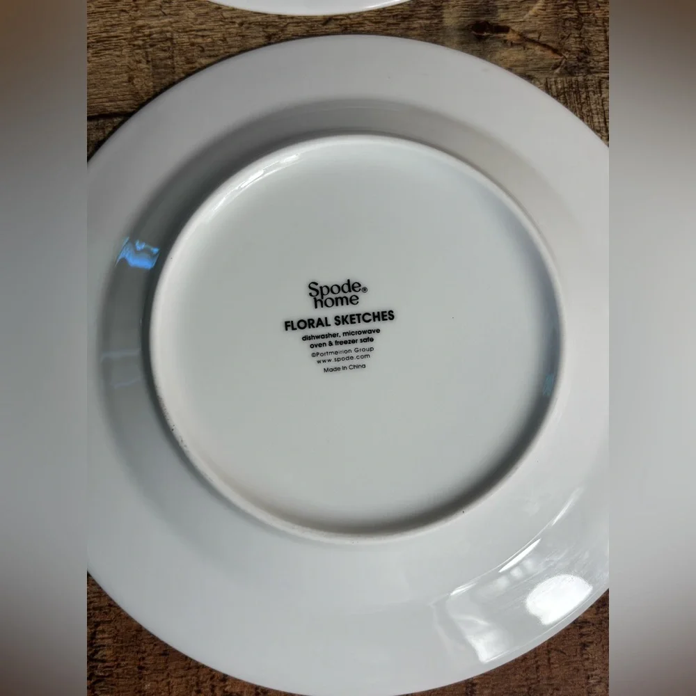 Spode Home FLORAL SKETCHES  Salad /Dessert Plates 7.5” Set Of 4 Flowers EUC